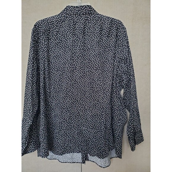 Chaps No Iron 100% Cotton Black Polka Dot Long Sleeve Button-Up Shirt Size 3X - Picture 5 of 7
